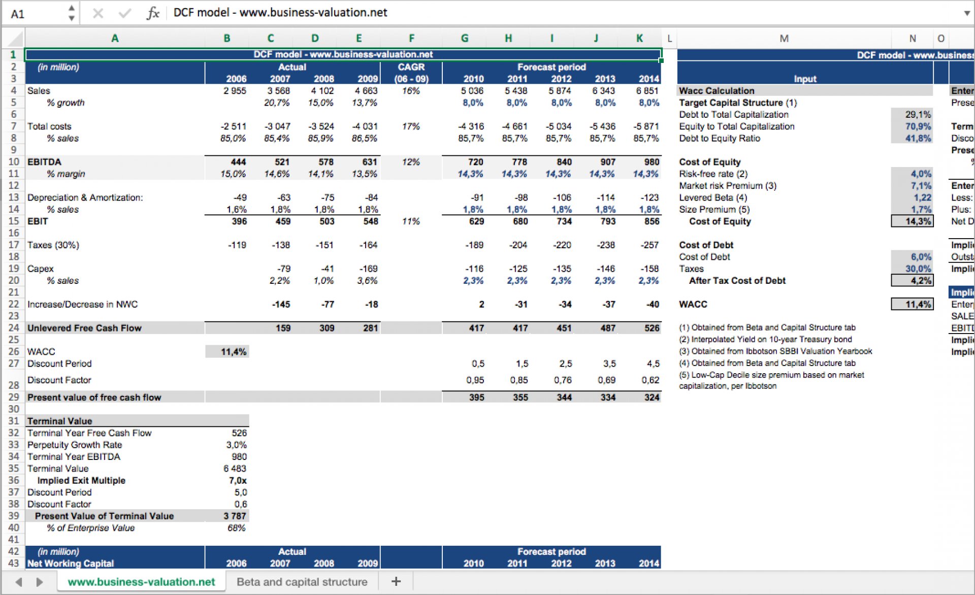 Discounted Cash Flow Dcf Excel Model For Private Equity Eloquens My